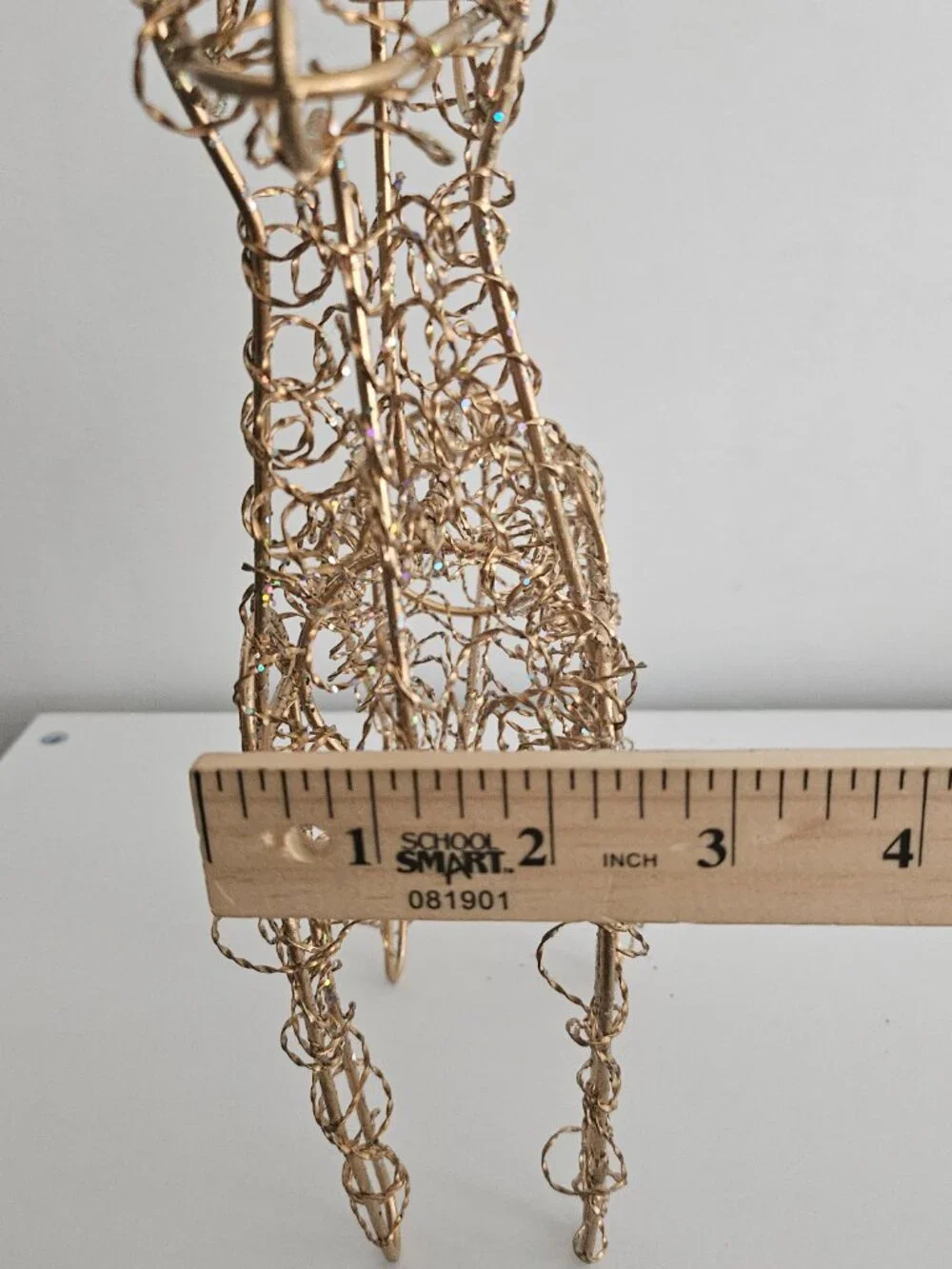 Gold Tone Wire Reindeer with Jingle Bell Antlers